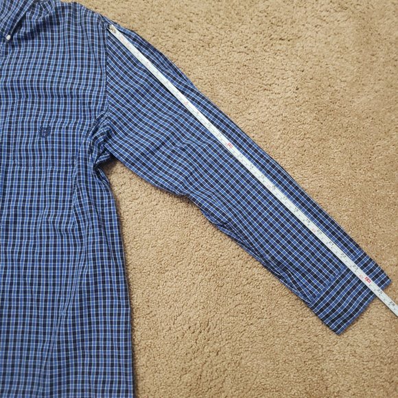 Chaps Buttons down Plaid blue shirt Mens Size L - Picture 11 of 12